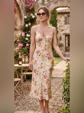 Spiegel Silk Sexy Sassy Slip Lined Spaghetti Strap Dress
